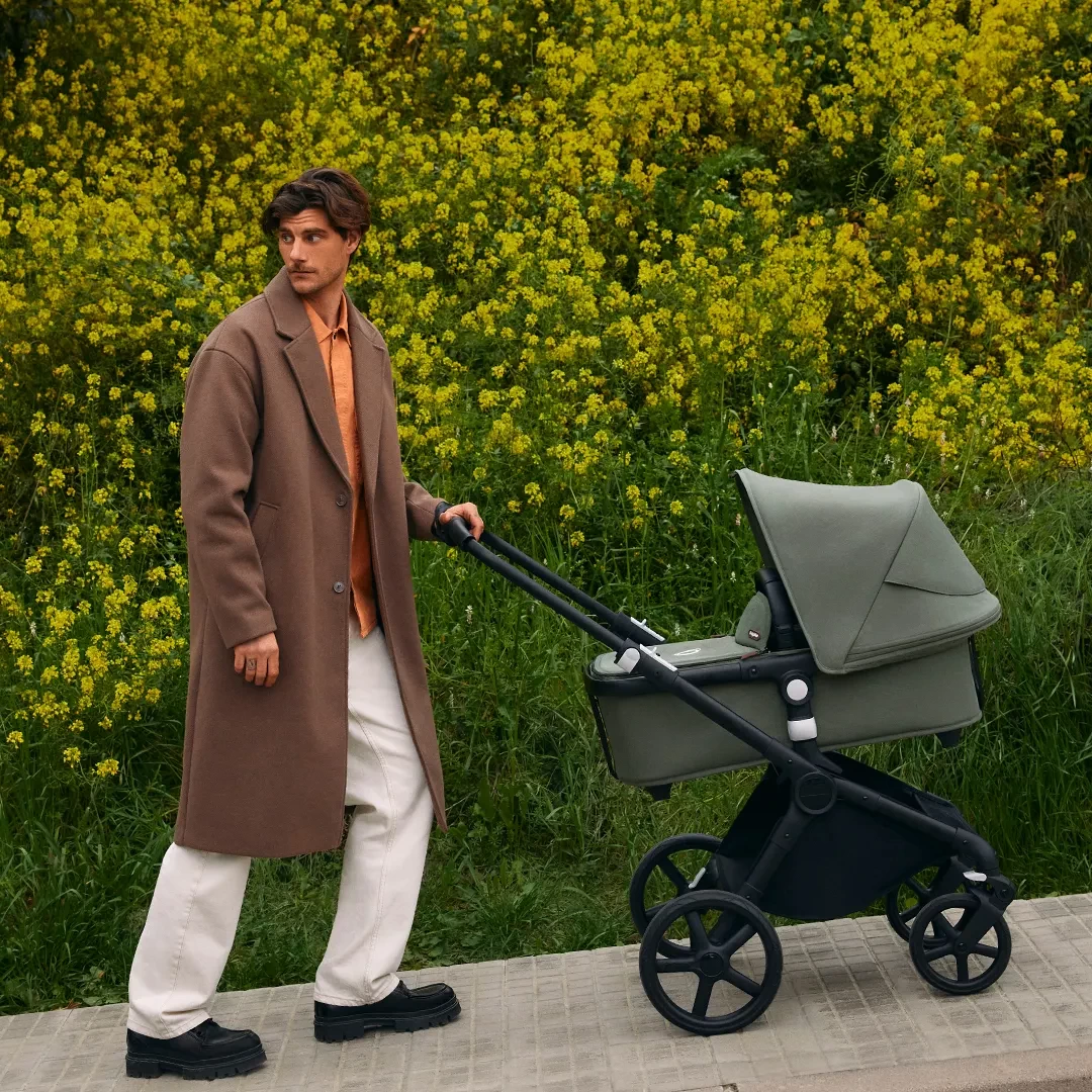 Bugaboo Fox Cub affordable pram being pushed by an Australian dad