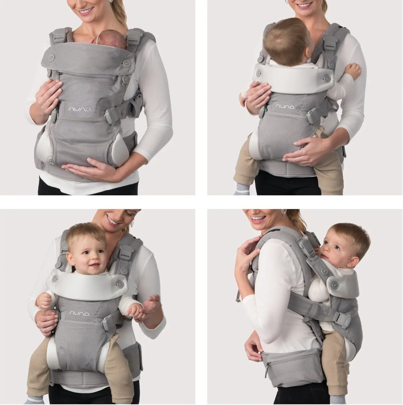 the different carrying positions of the nuna baby carrier