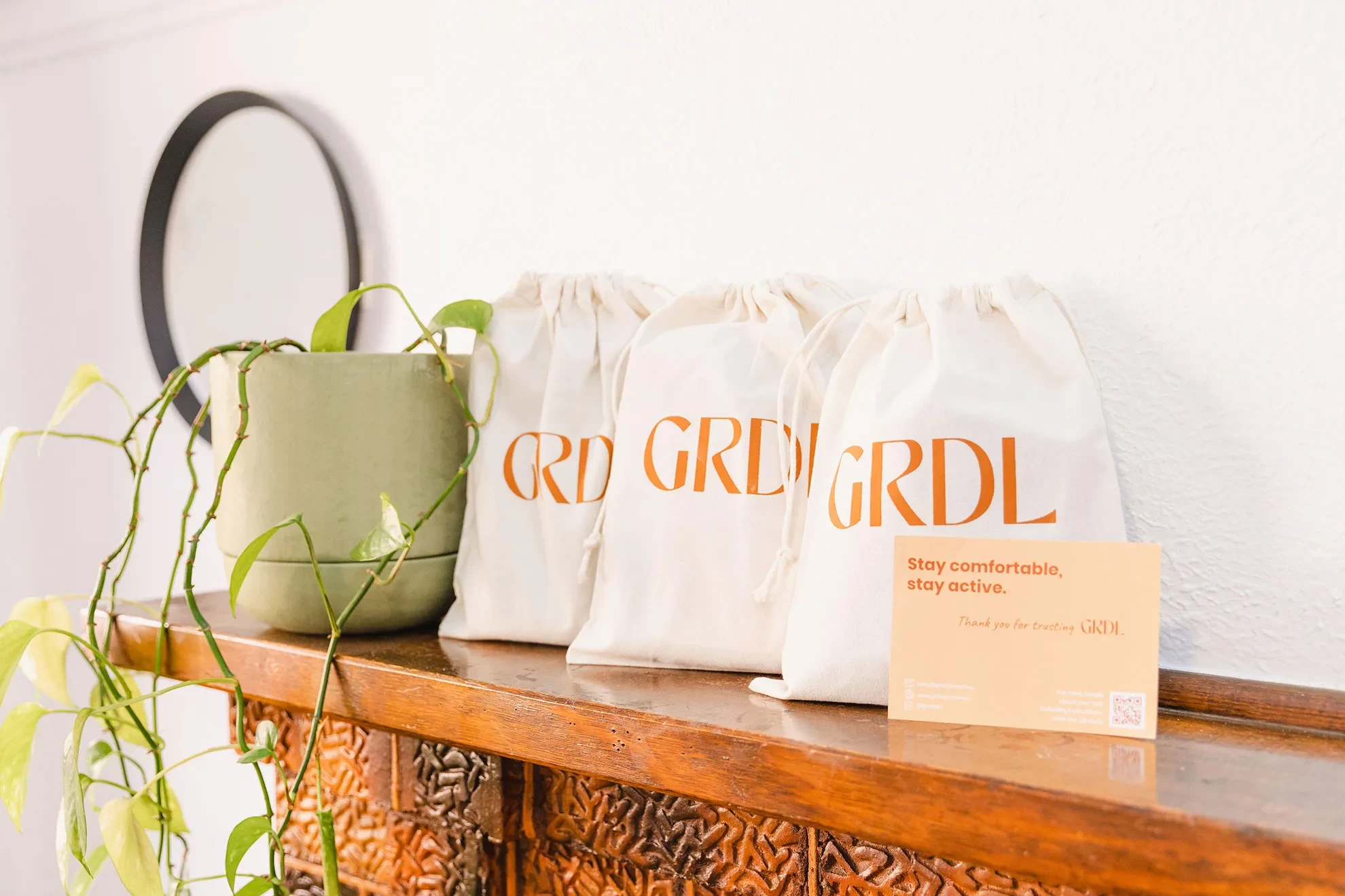Set of three GRDL sack bags, storage companions for the best belly bands pregnancy