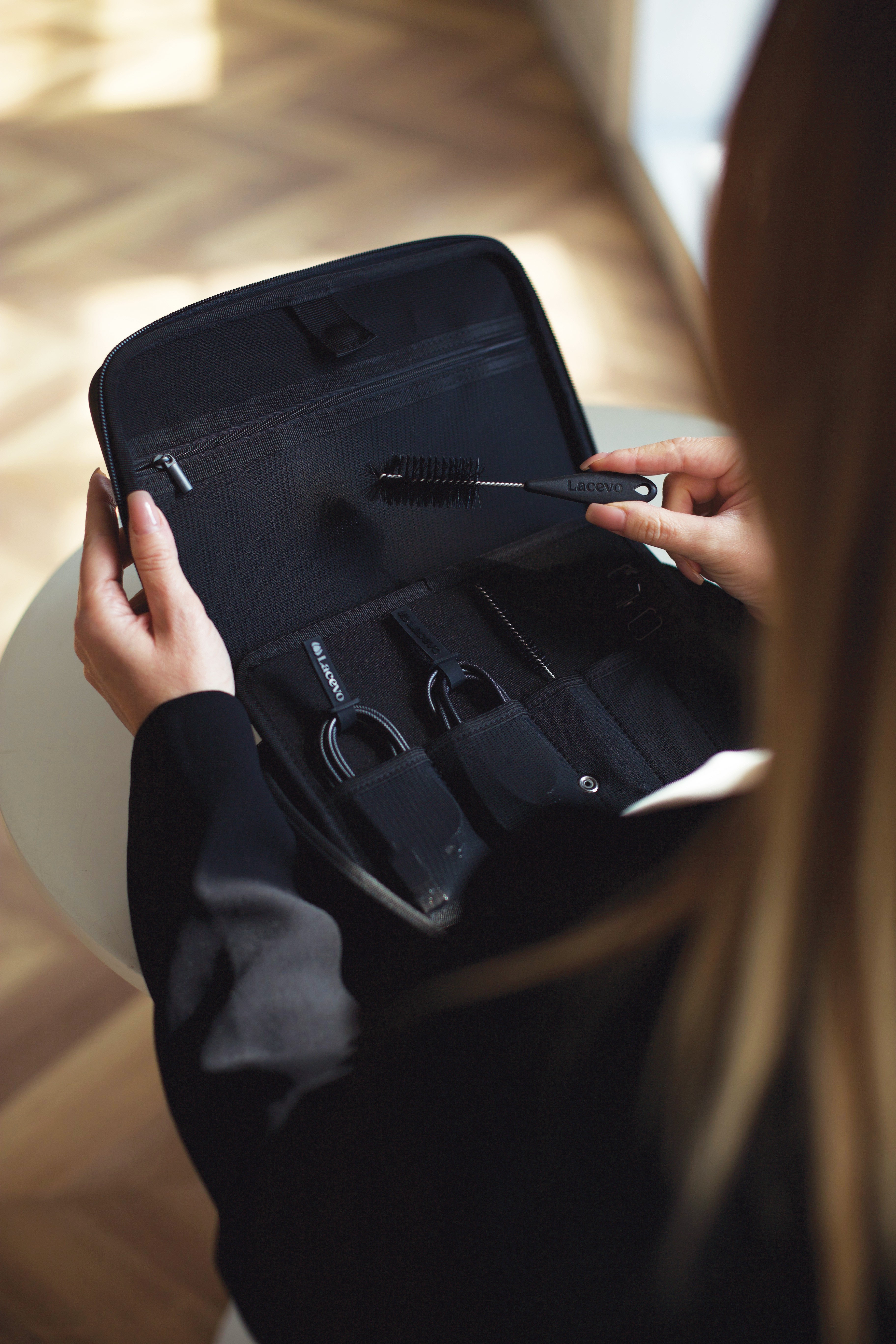 The Lacevo S70 breast pump's sleek storage kit