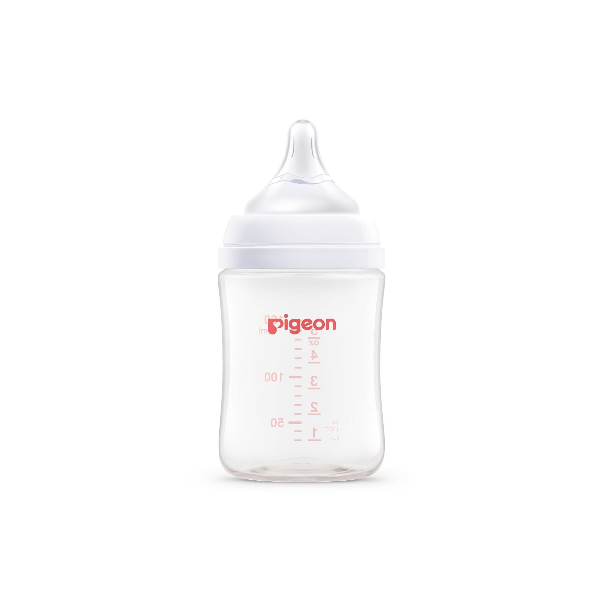 The Pigeon softouch bottle on a white background featuring a soft flexible teat designed to mimic the natural feel of mum’s breast.