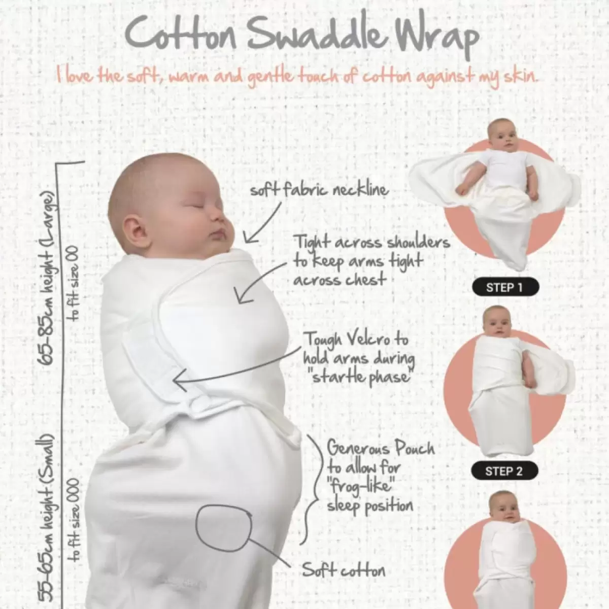 BabyStudio Baby Studio Organic Cotton 0-3 Months Swaddle Wrap
