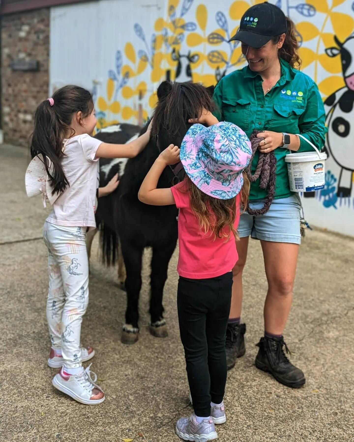Kids petting a horse as part of the best kids party ideas