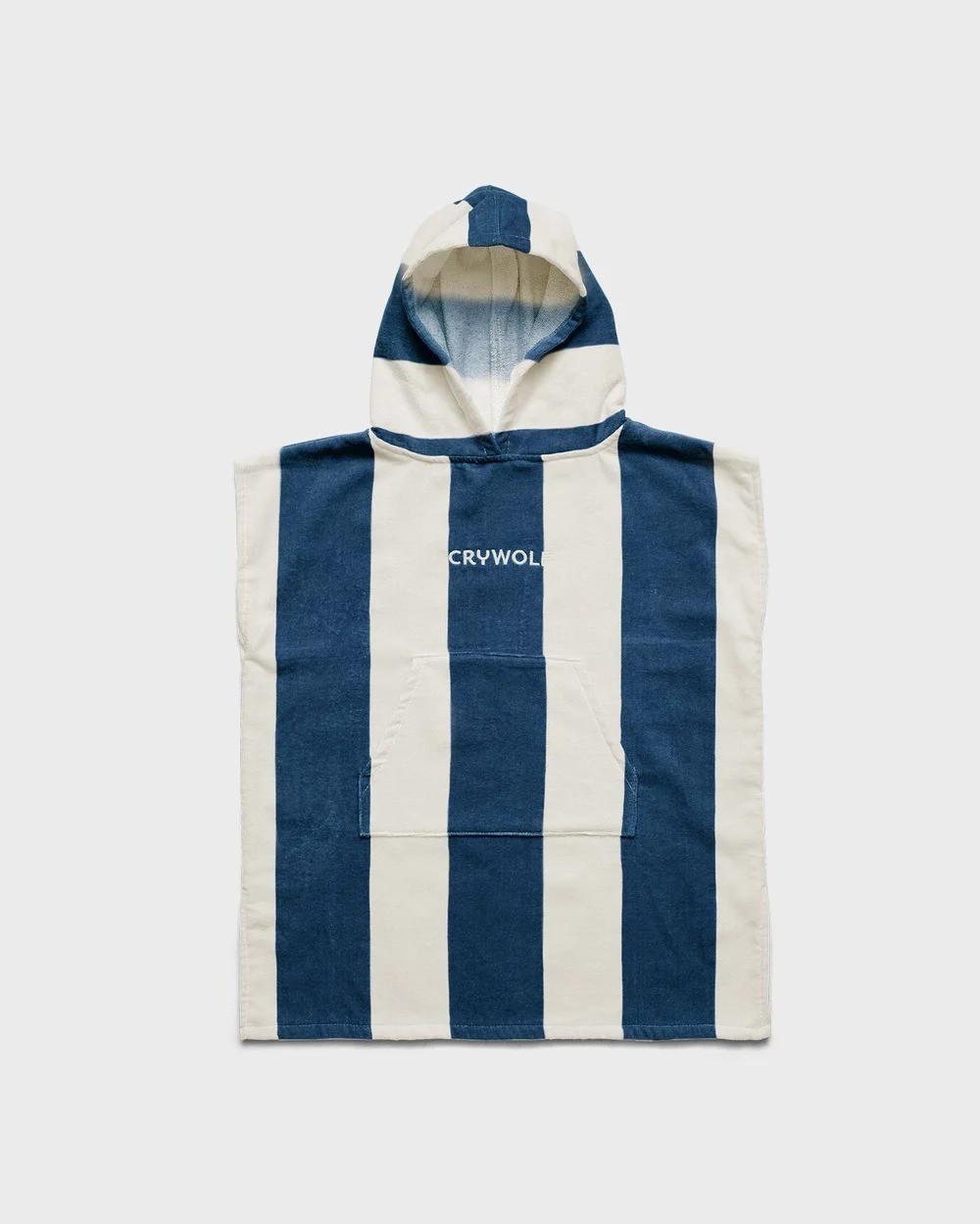 a striped hooded baby towel for the beach
