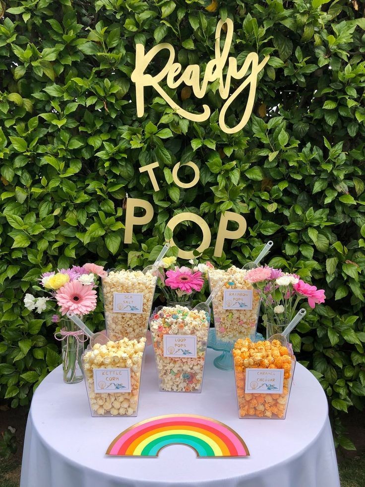 a popcorn themed gender reveal party