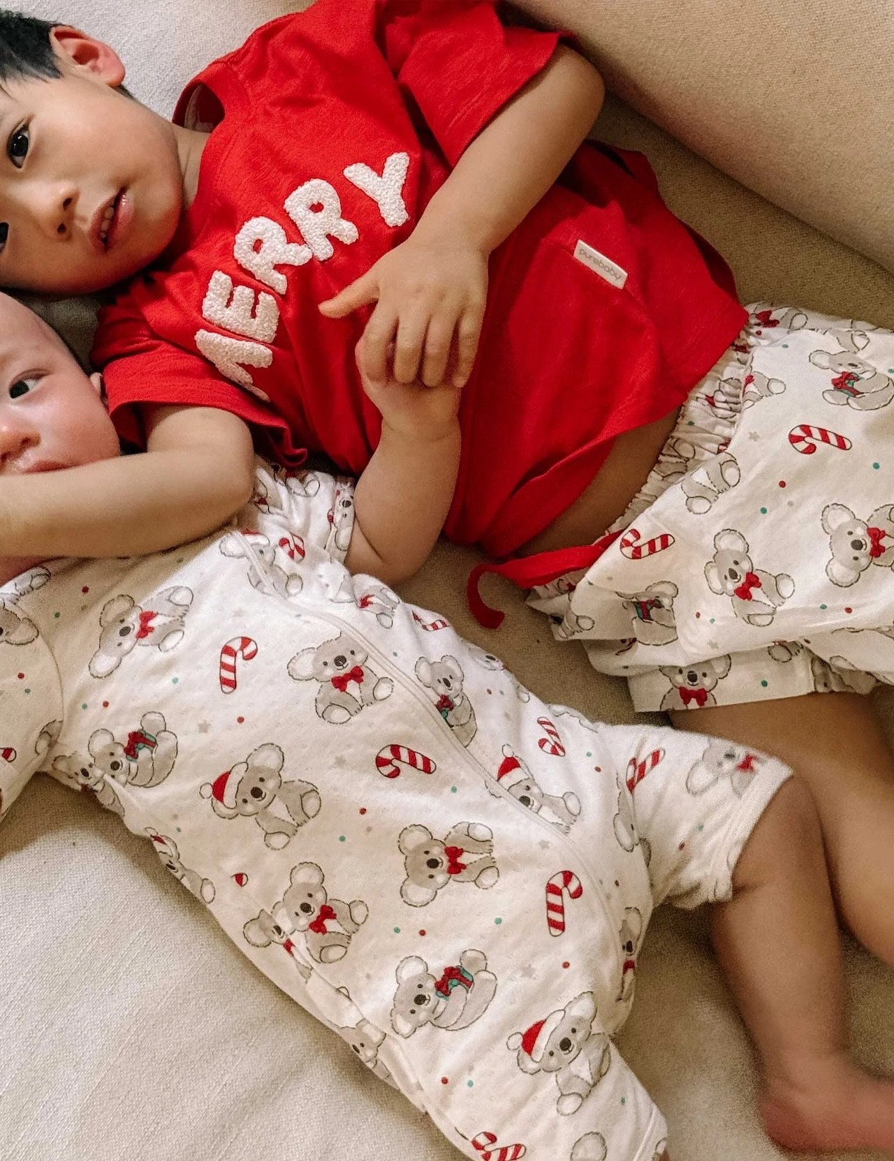 Purebaby's christmas sleepwear for babies and toddlers collection