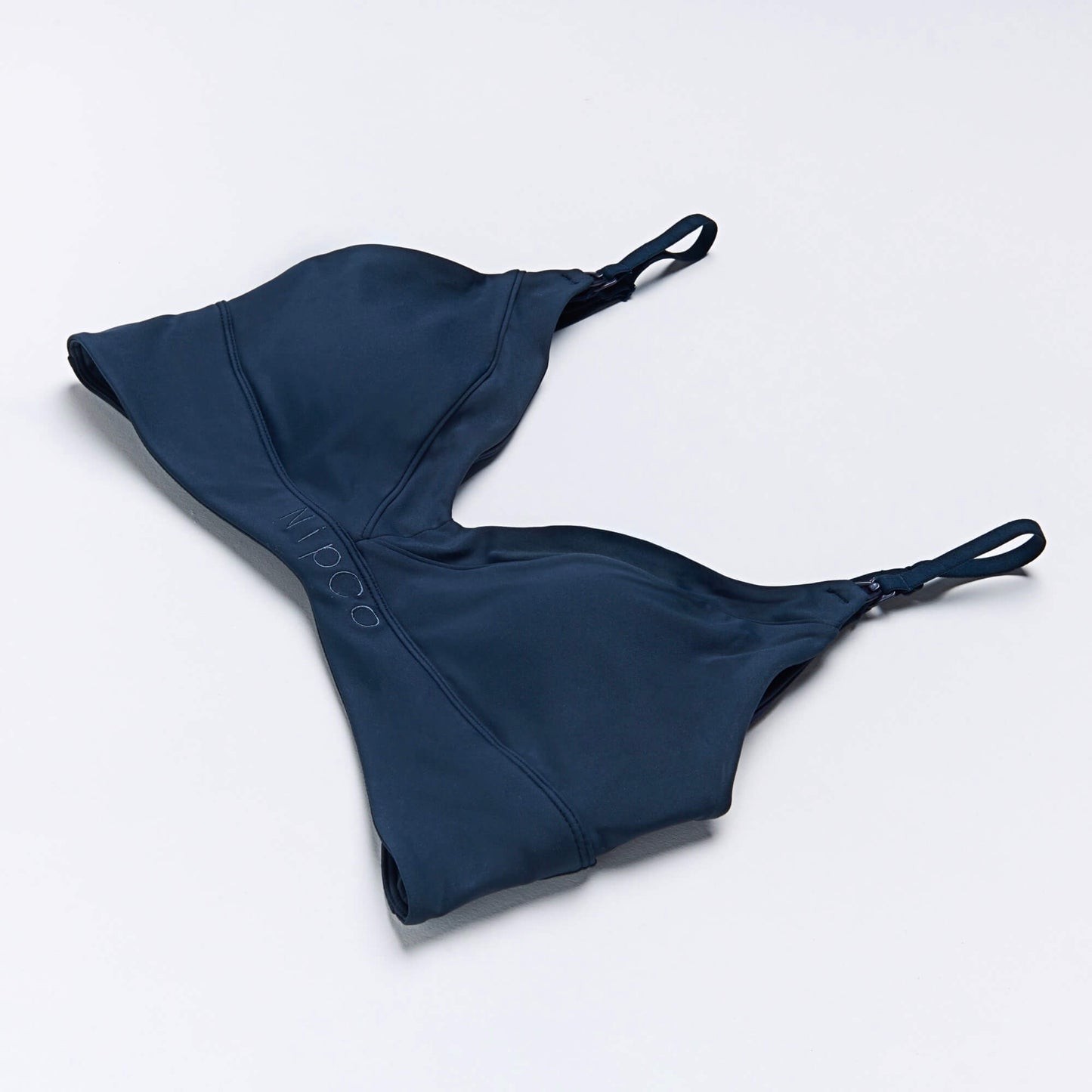 Front view of NipCo Navy Bra best maternity bra on white background – comfortable and supportive maternity lingerie.