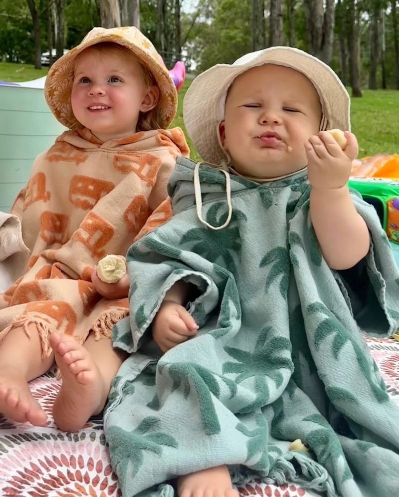 two babies in hooded beach towels for kids