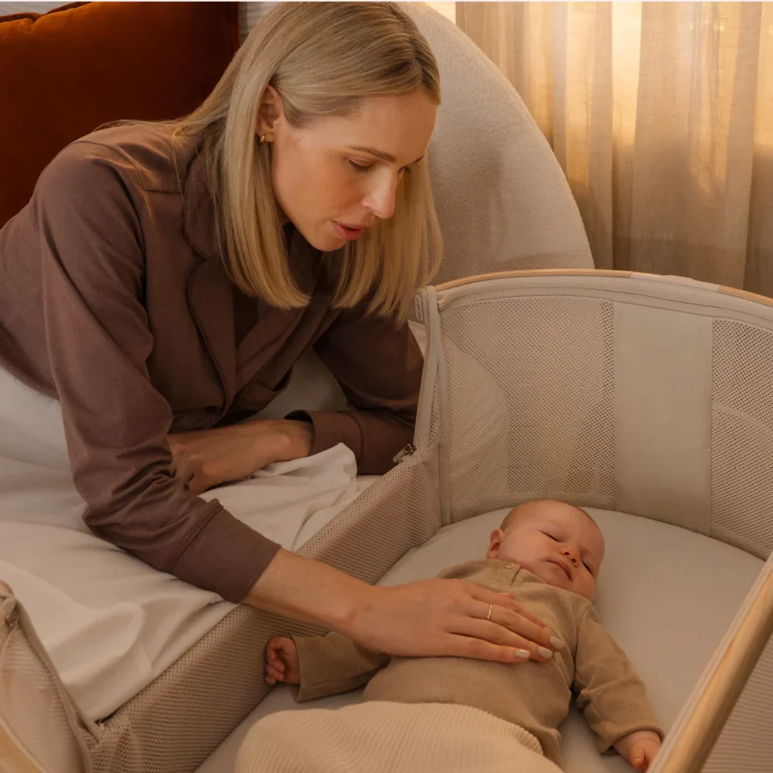 Babybee POD 2 bassinet shown as a co sleeper