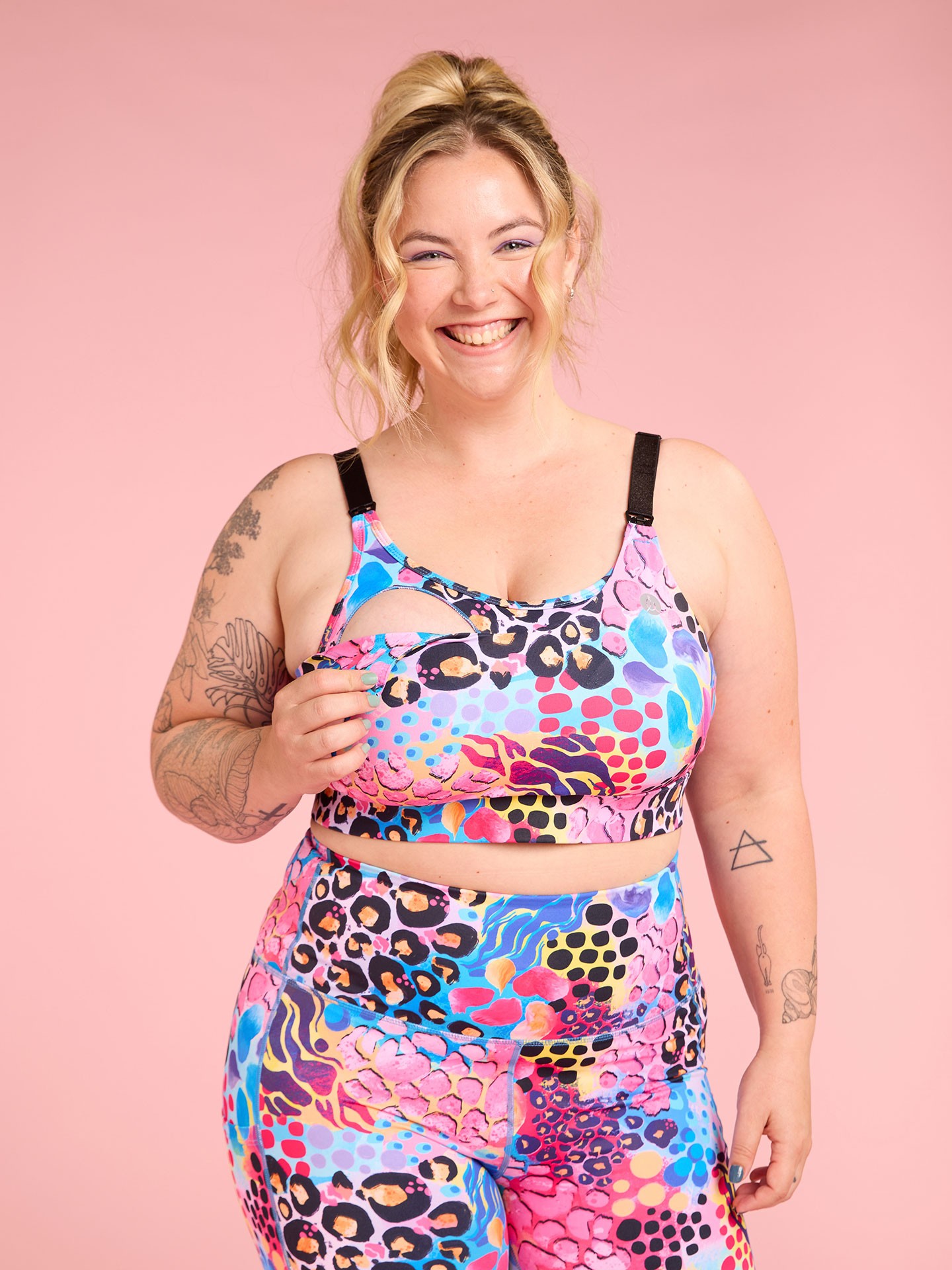 Closer image of Mama Movement best maternity activewear top that doubles as a nursing bra