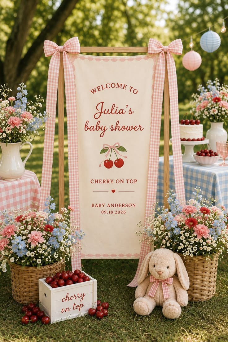 a cherry themed baby shower