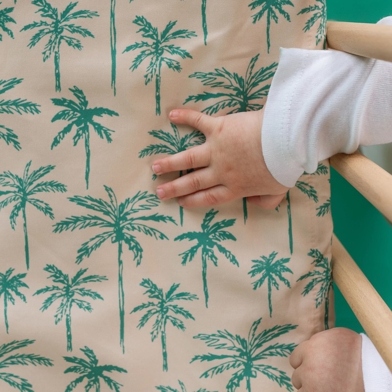 Little Human Linens Standard Cot Waterproof Fitted Sheet Green Palms Cot25gp 4