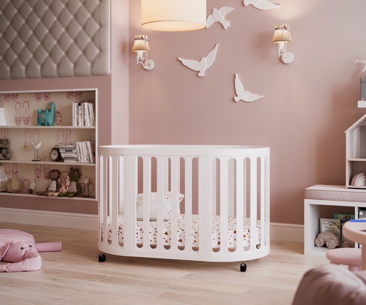 Babyhood Kaylula sova cot in white in a baby room