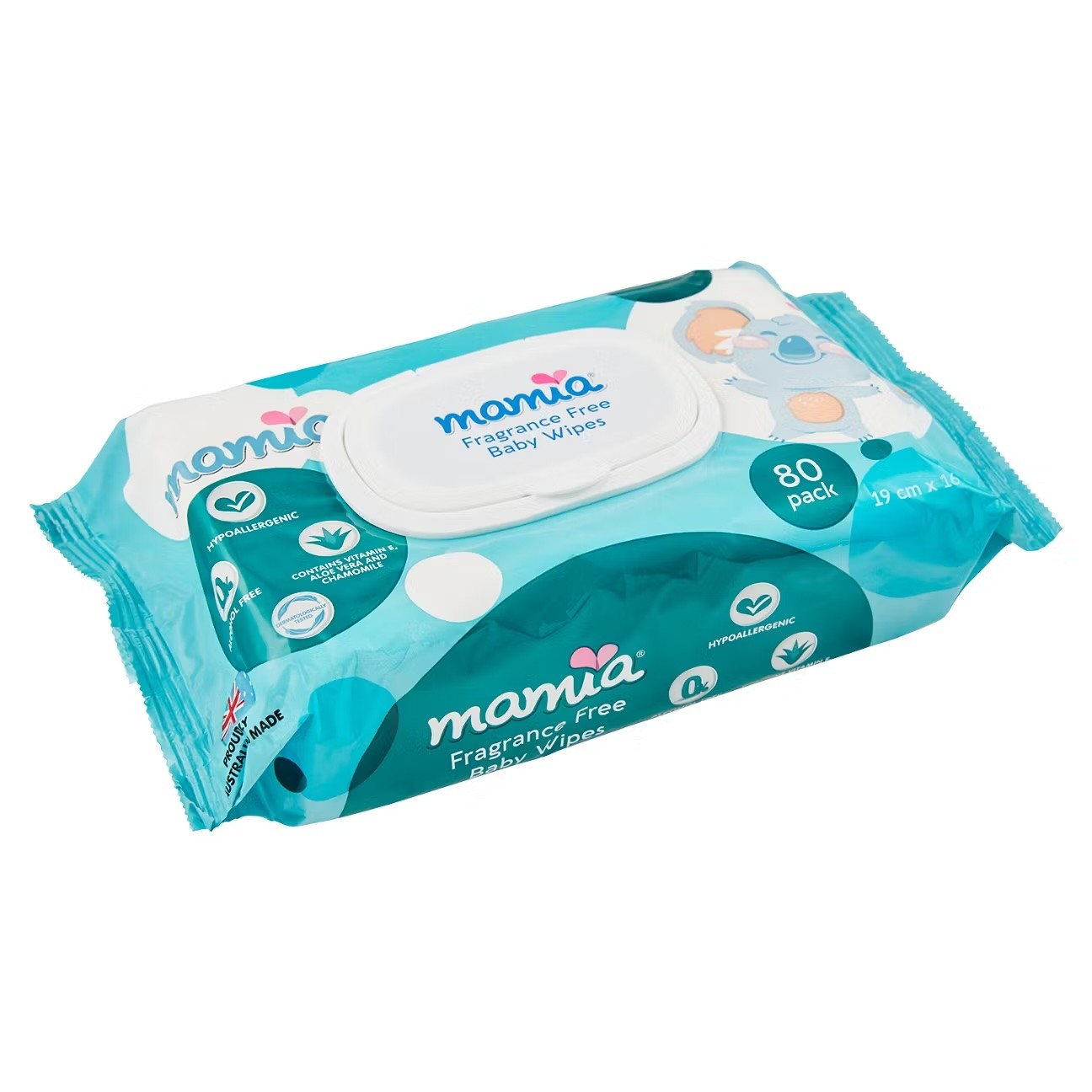 Aldi mamia baby wipes shown in packet