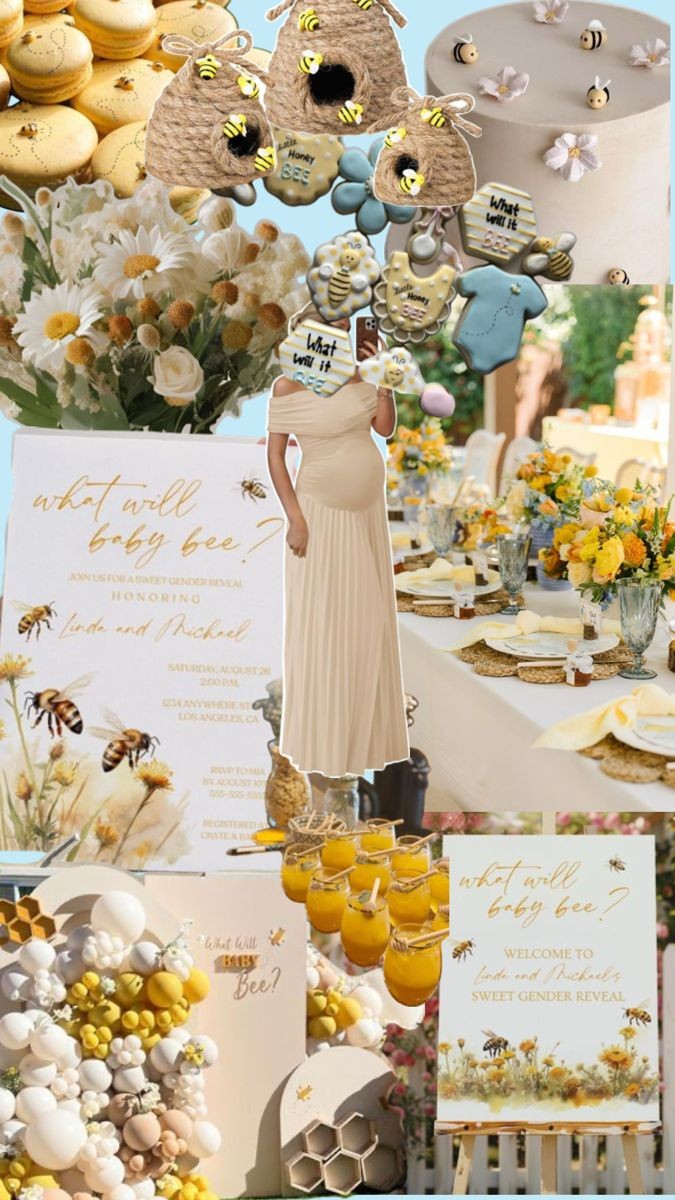 a bee themed gender reveal party