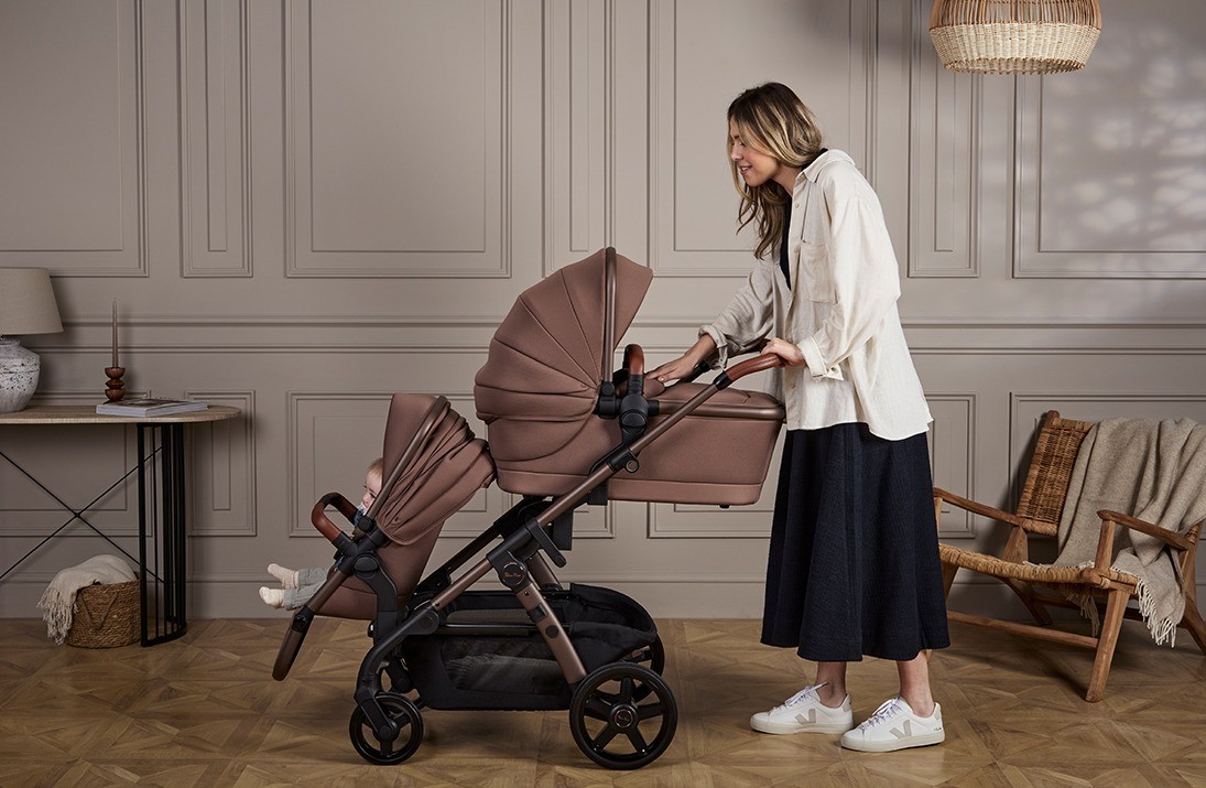 An Australian mum pushing the Silver Cross Wave 3 double pram