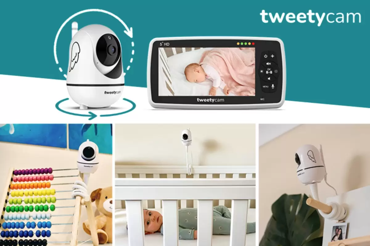 Hello Baby-US Baby Monitor with Remote Pan-Tilt-Zoom Camera and 3.2'' LCD  Screen, Infrared Night Vision (White with Black)