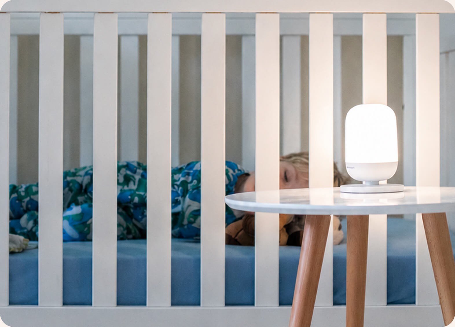 The tweetydreams night light white noise machine in a nursery