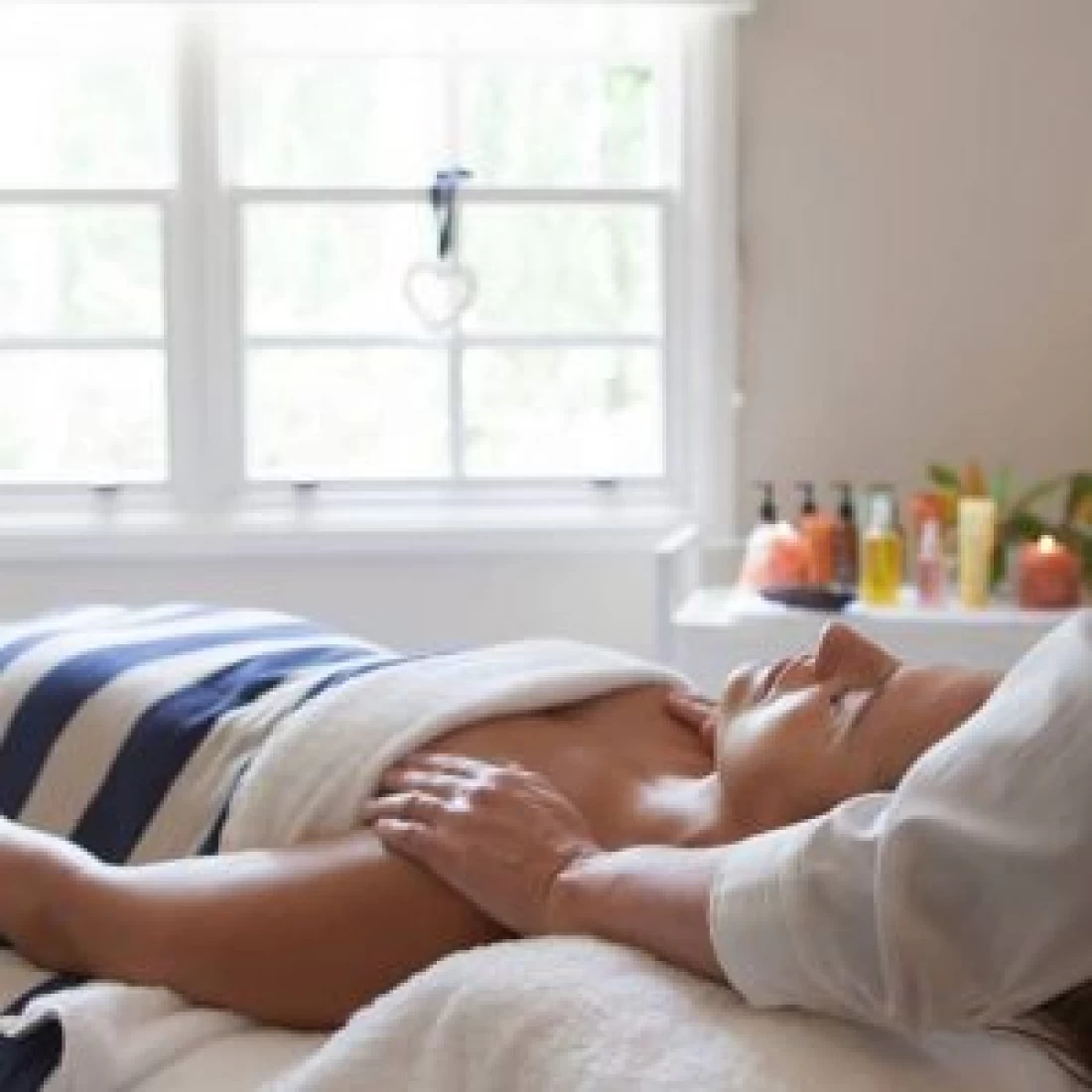 Detail view of a tranquil massage spa offering the Best Pregnancy Massage experience.