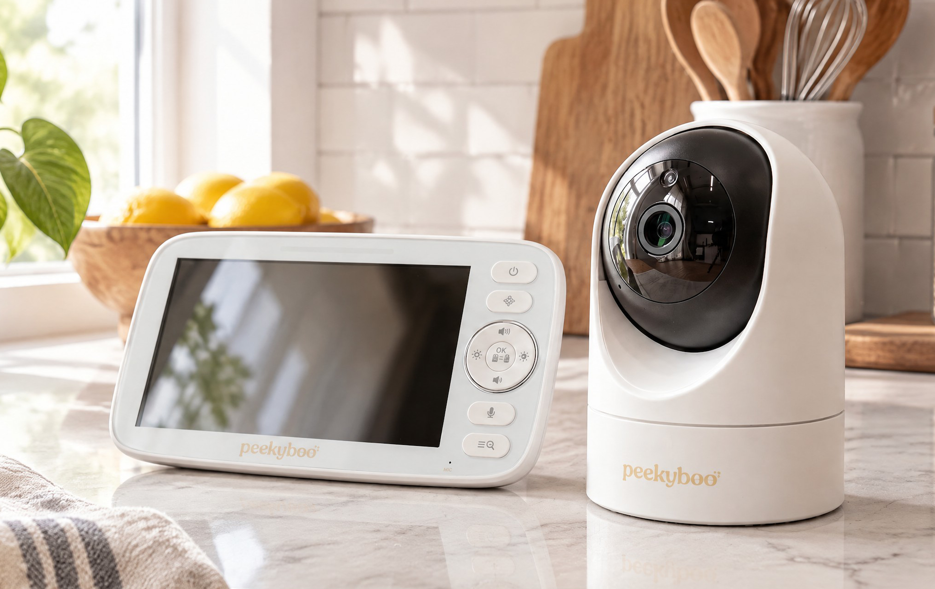 The peekyboo baby monitor, shown with its screen