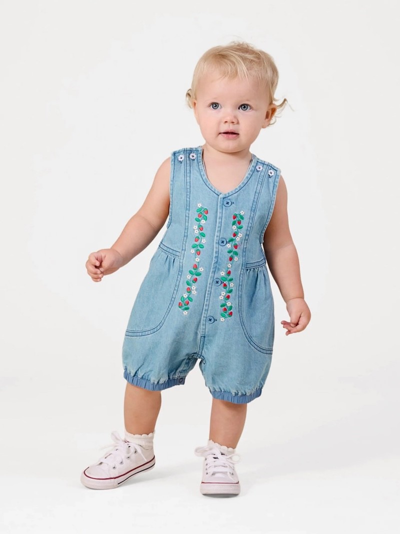 a christmas gift for a baby, the goldie and ace denim romper