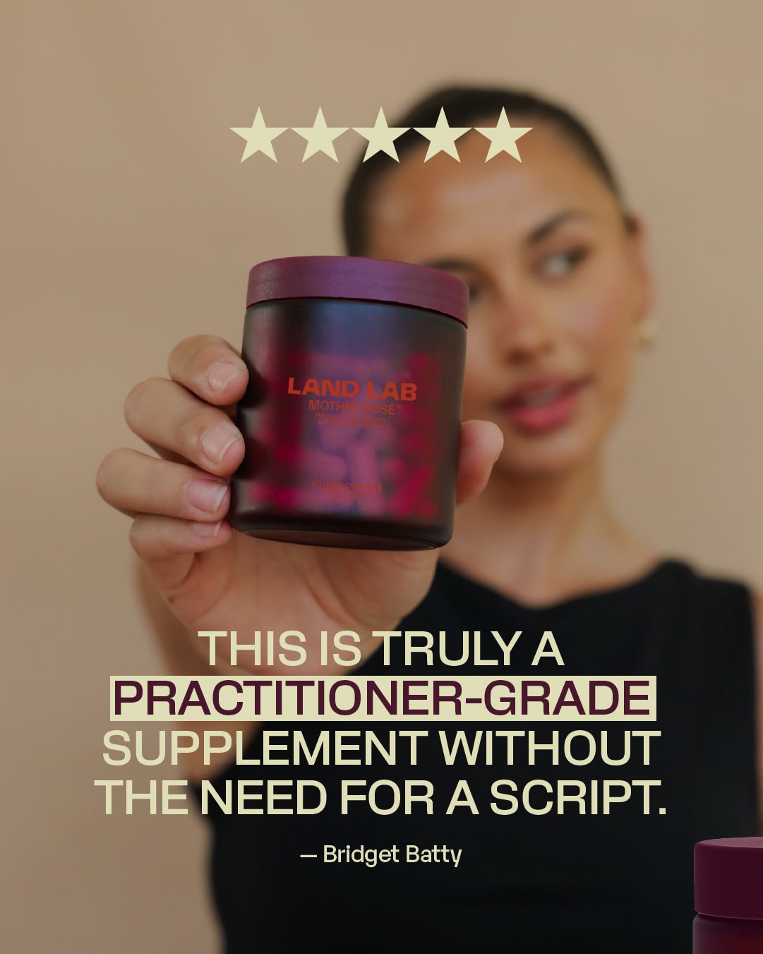 Pregnant woman holding a prenatal supplement beside a review answering what’s a good prenatal vitamin with details on choline and ginger for nausea support.